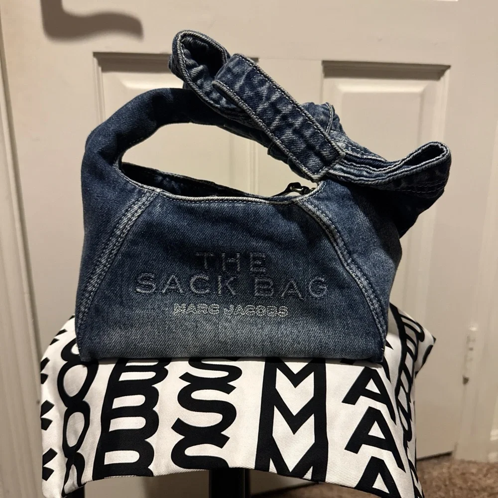 Marc Jacobs Denim Mini Sack Bag in Classic Blue - Picture 1 of 7